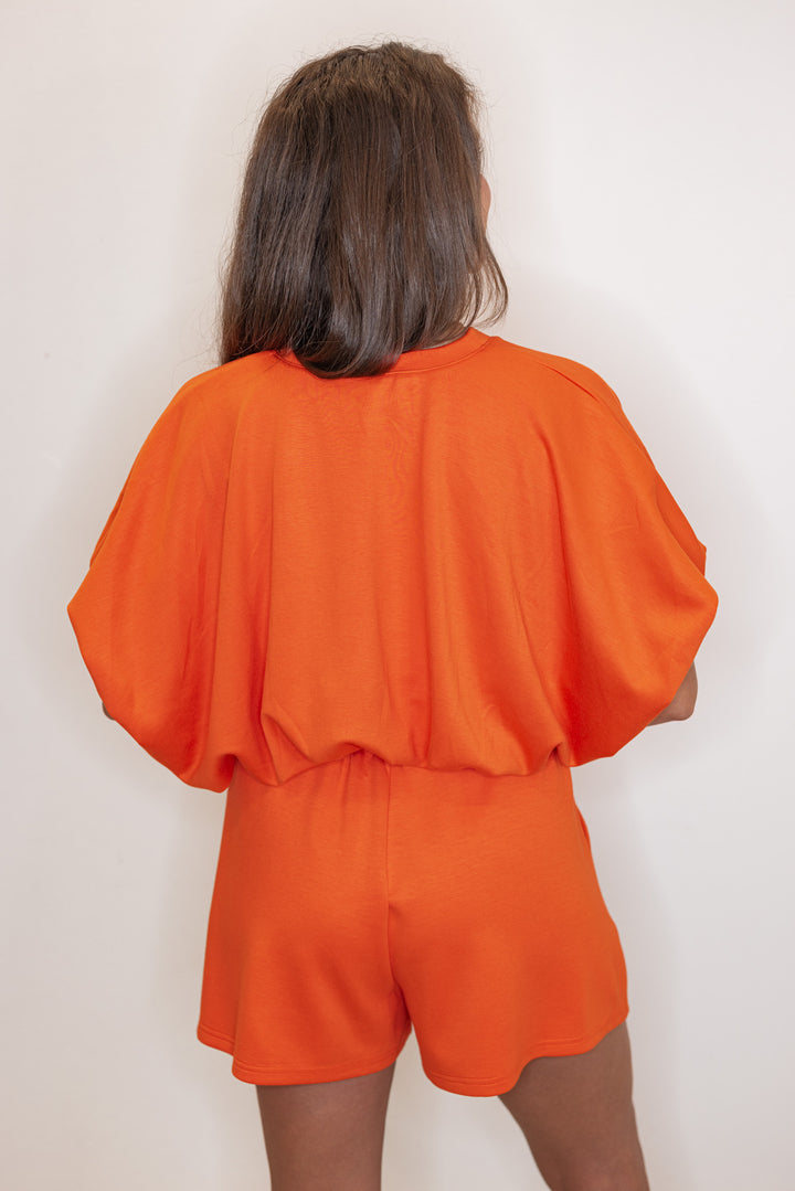 orange bubble hem short sleeve top