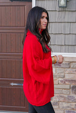 oversized red classy turtleneck sweater