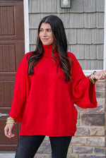 oversized red classy turtleneck sweater