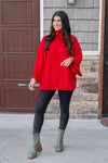 oversized red classy turtleneck sweater