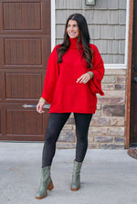 oversized red classy turtleneck sweater