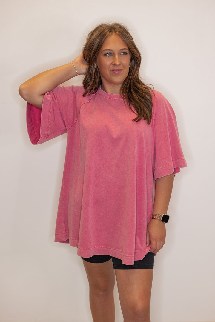 Women's oversized cotton pink tee shirt
