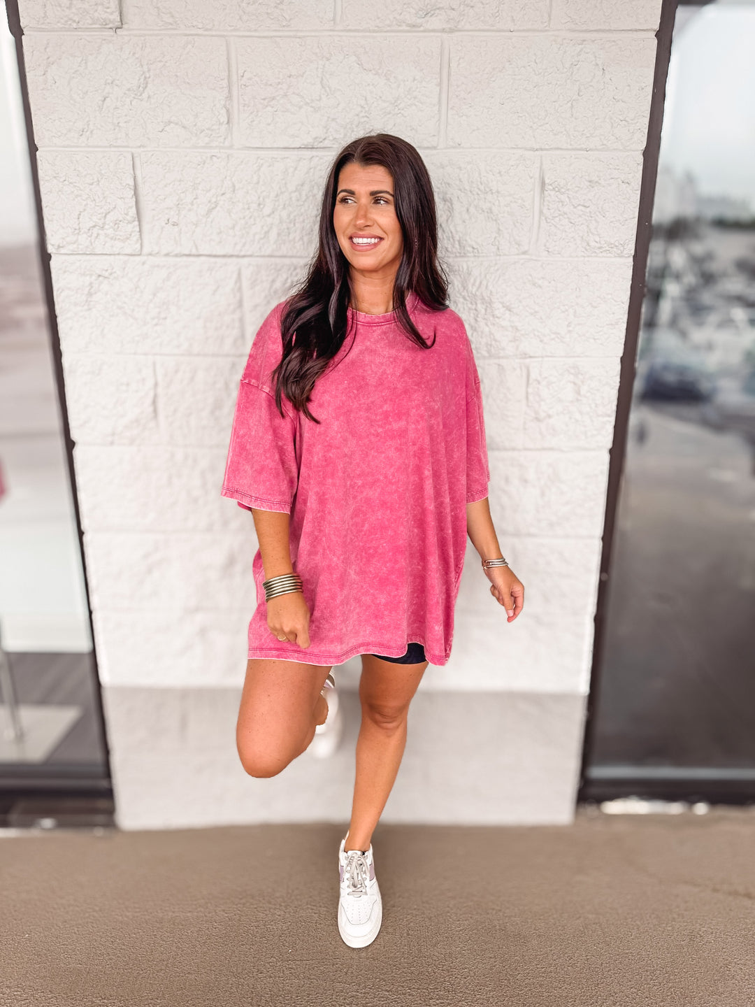 oversized washed pink cotton tshirt