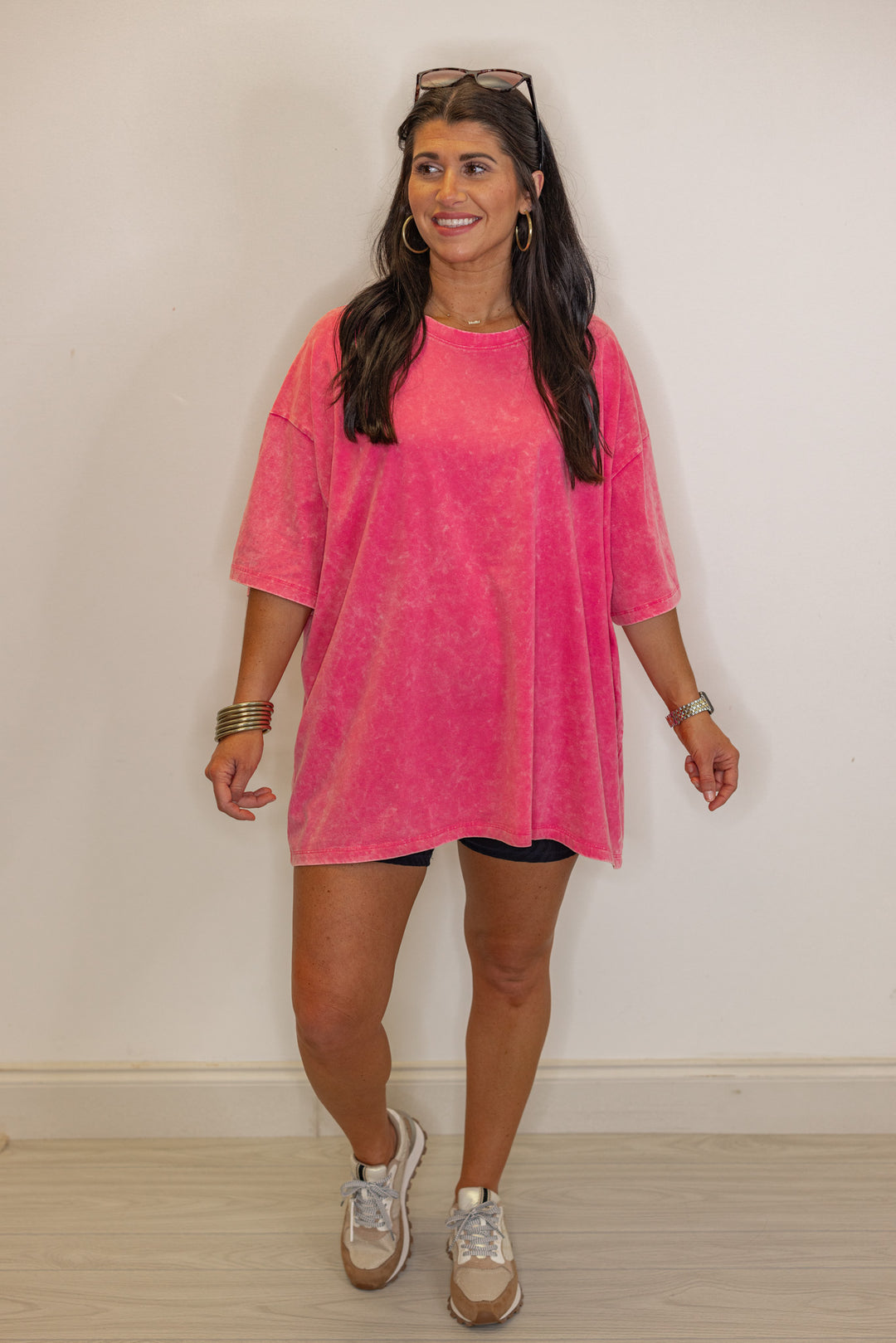 pink oversized mineral washed cotton tee