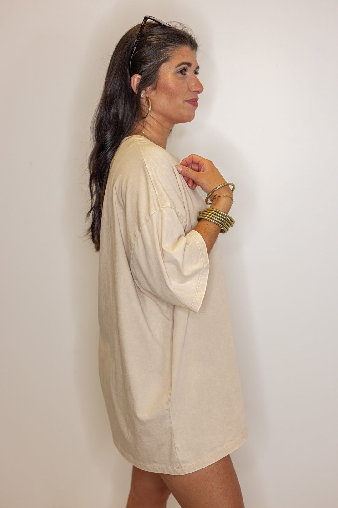 ivory mineral washed cotton oversized tee