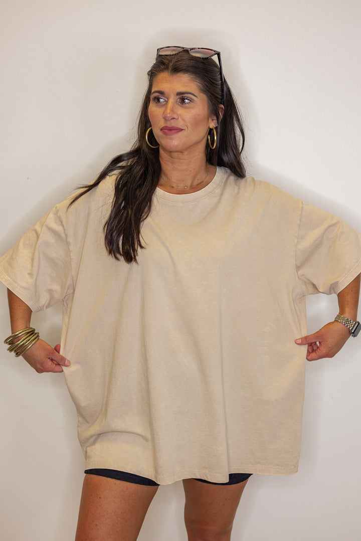 ivory mineral washed cotton oversized tee