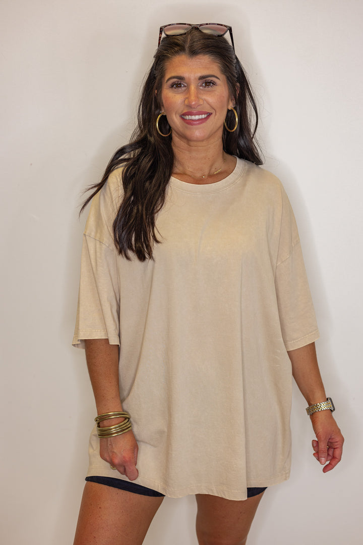 ivory mineral washed cotton oversized tee