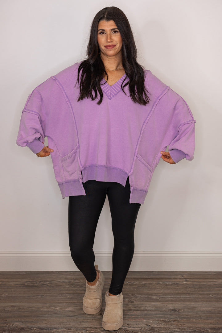 cotton lavender oversized pullover