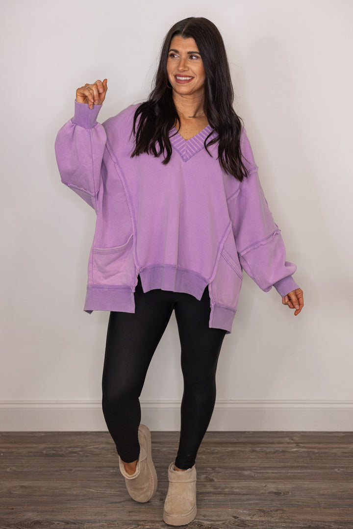 cotton lavender oversized pullover