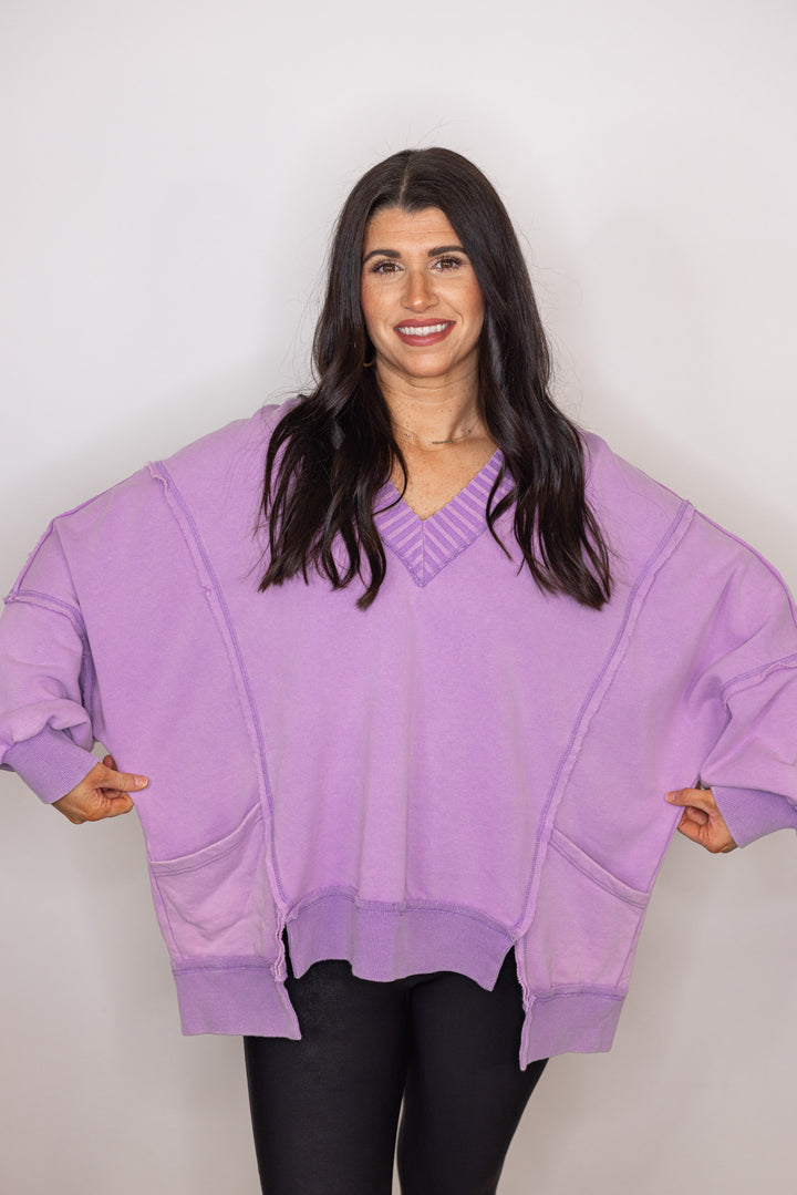 cotton lavender oversized pullover