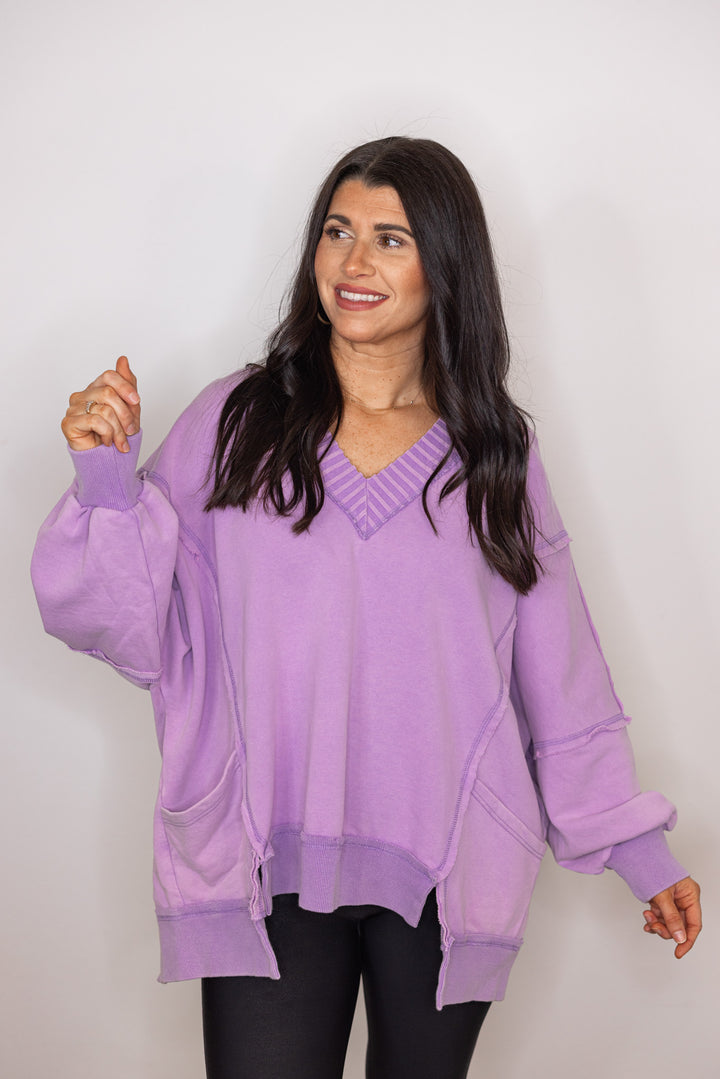 cotton lavender oversized pullover