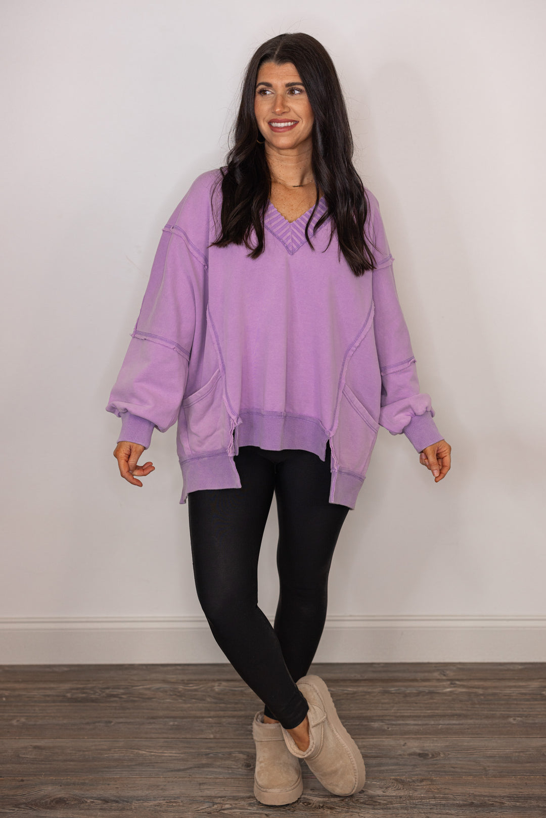 cotton lavender oversized pullover