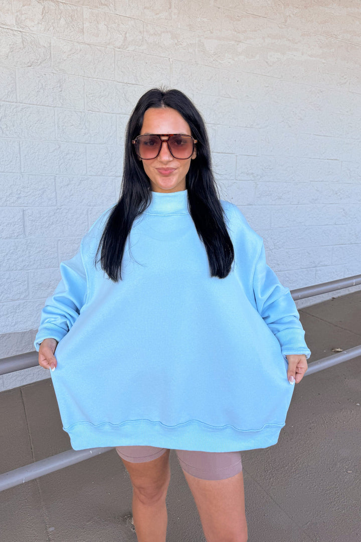 bucketlist oversized mock neck sweatshirt blue width