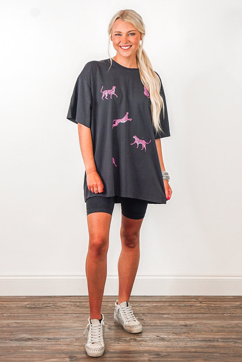 pink cheetah zutter oversized graphic tee