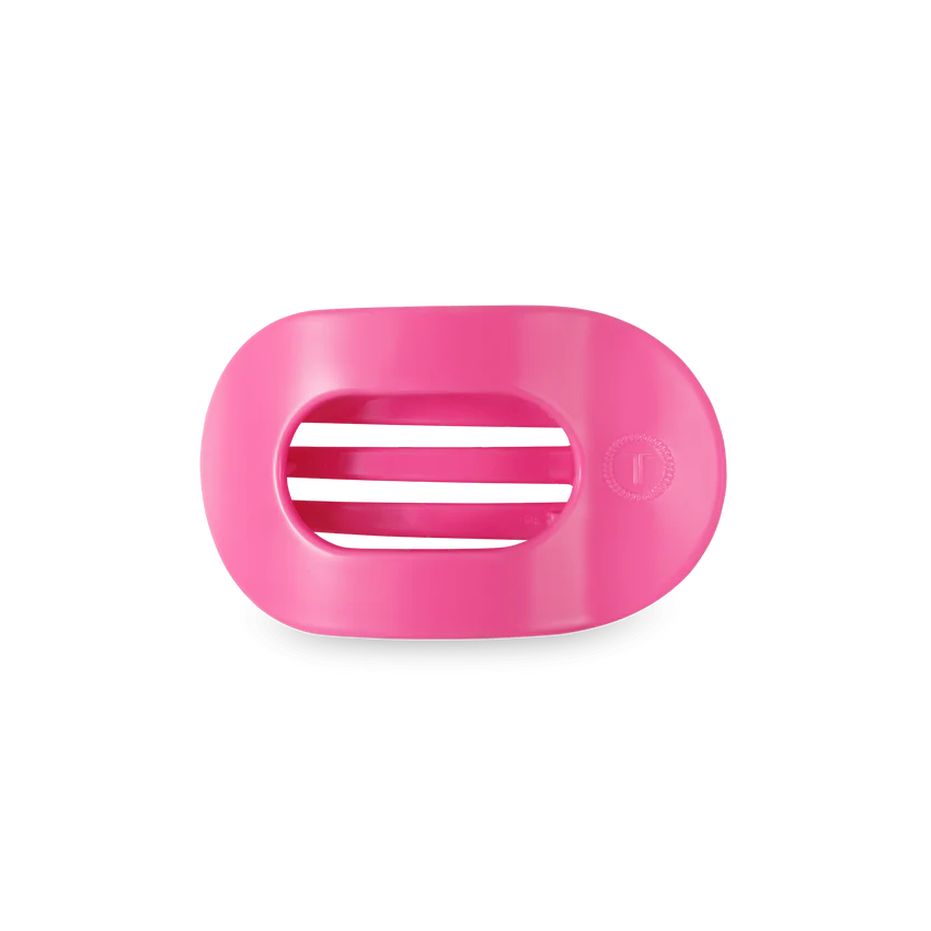 teleties flat round hair clip pink