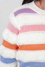 fuzzy pastel striped sweater