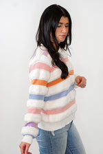 fuzzy pastel striped sweater