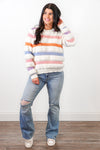 fuzzy pastel striped sweater