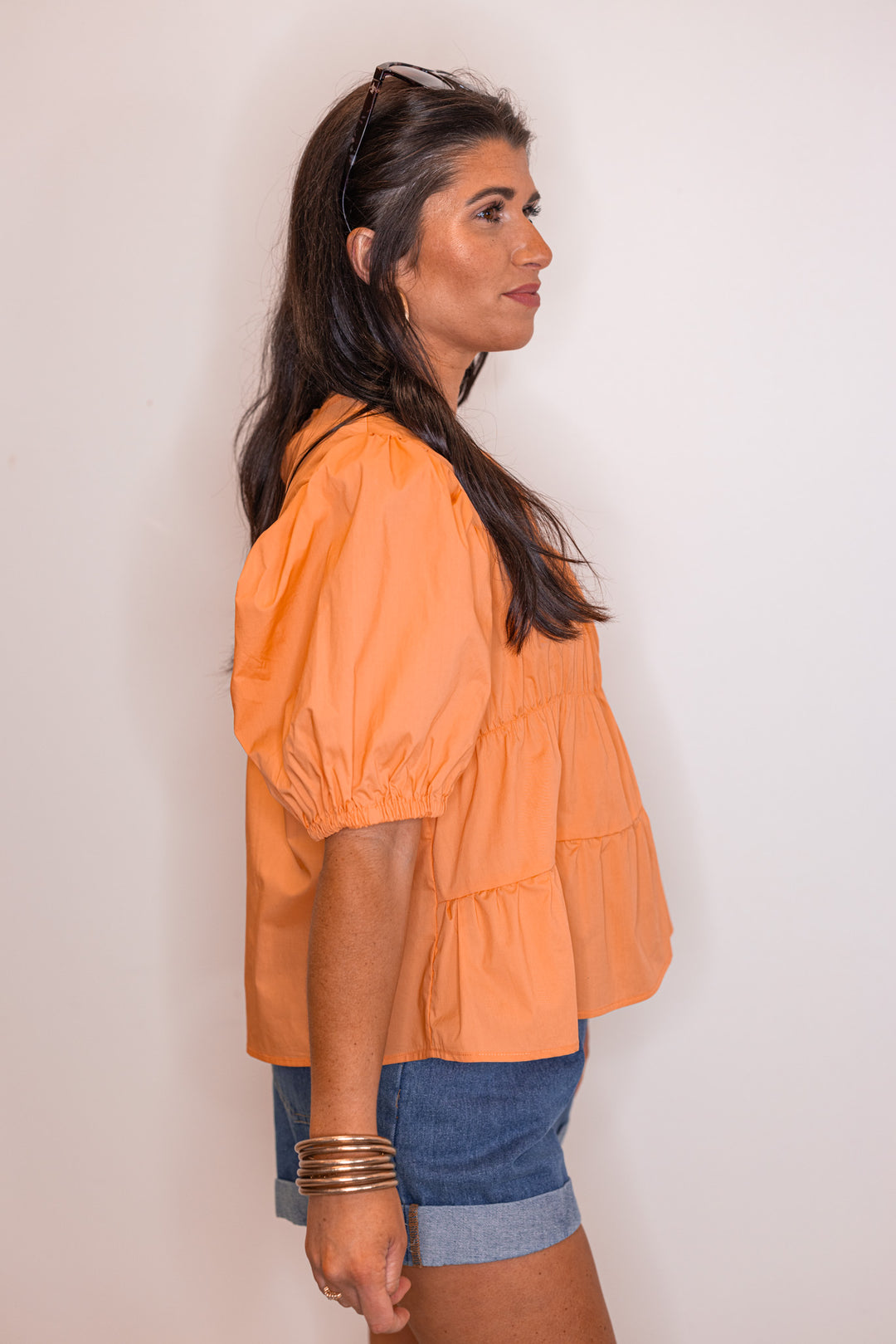 coral cotton babydoll top