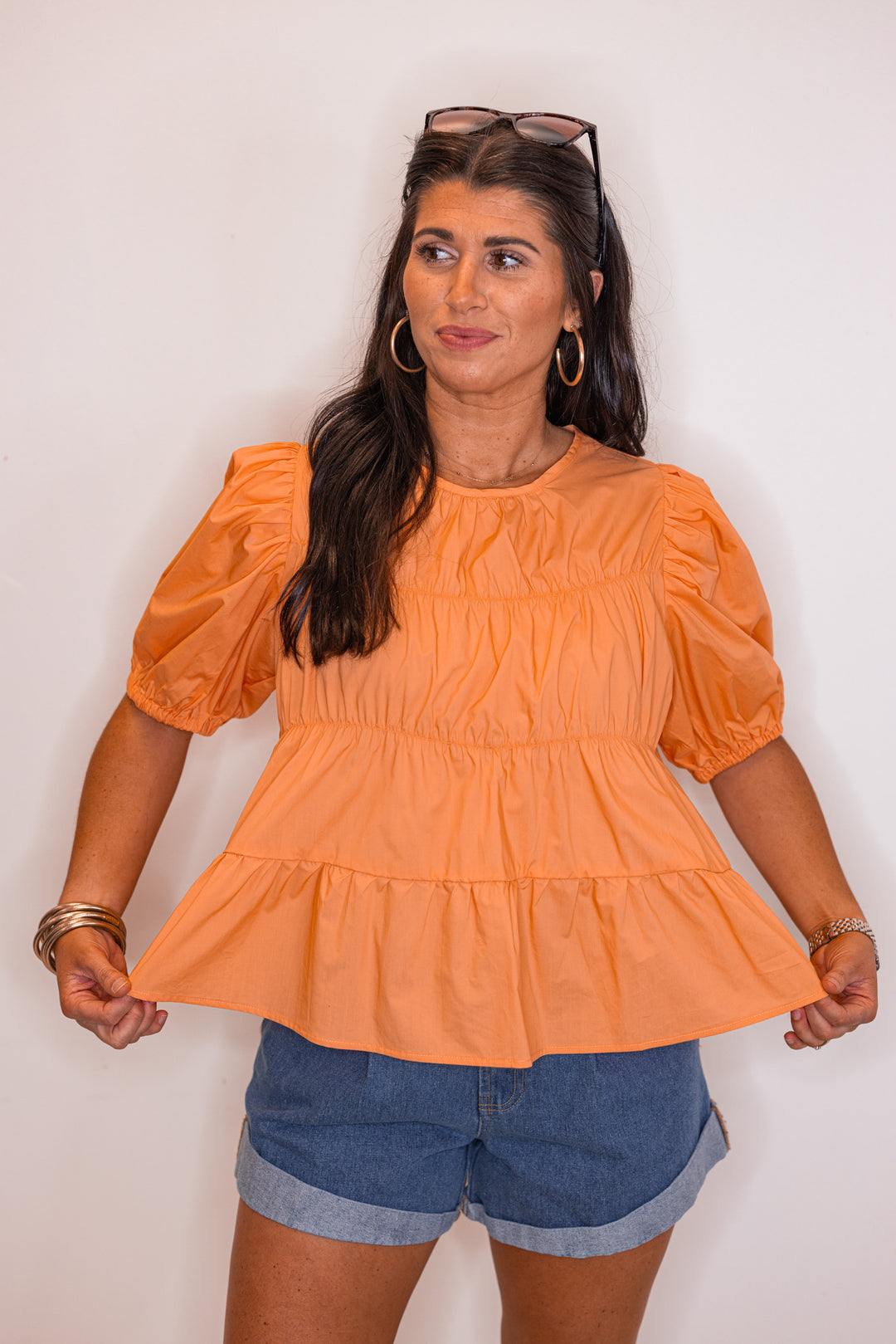 coral cotton babydoll top