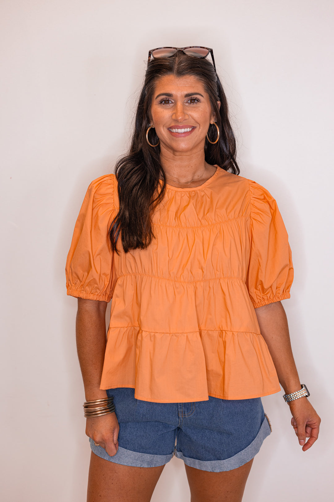 coral cotton babydoll top