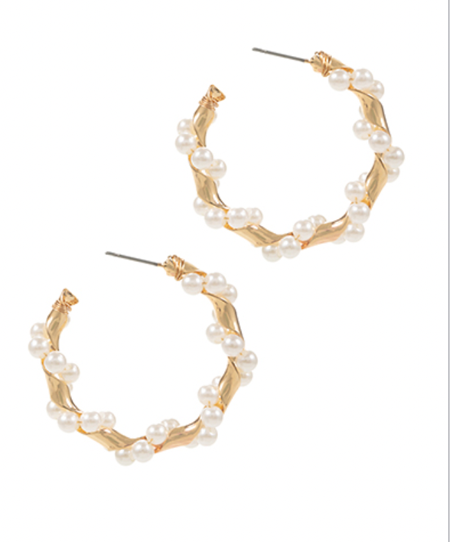 pearl hoop earrings gold