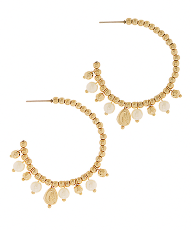 pearl hoop earrings gold