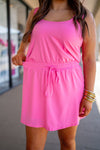 pink activewear shorts dress