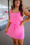 pink activewear shorts dress