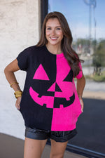 pink black pumpkin sweater top