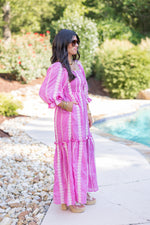 pink boho bump friendly maxi dress