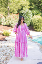 pink boho bump friendly maxi dress