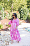 pink boho bump friendly maxi dress