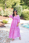 pink boho bump friendly maxi dress