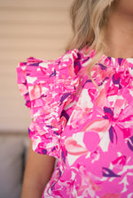 entro pink floral print dressy top