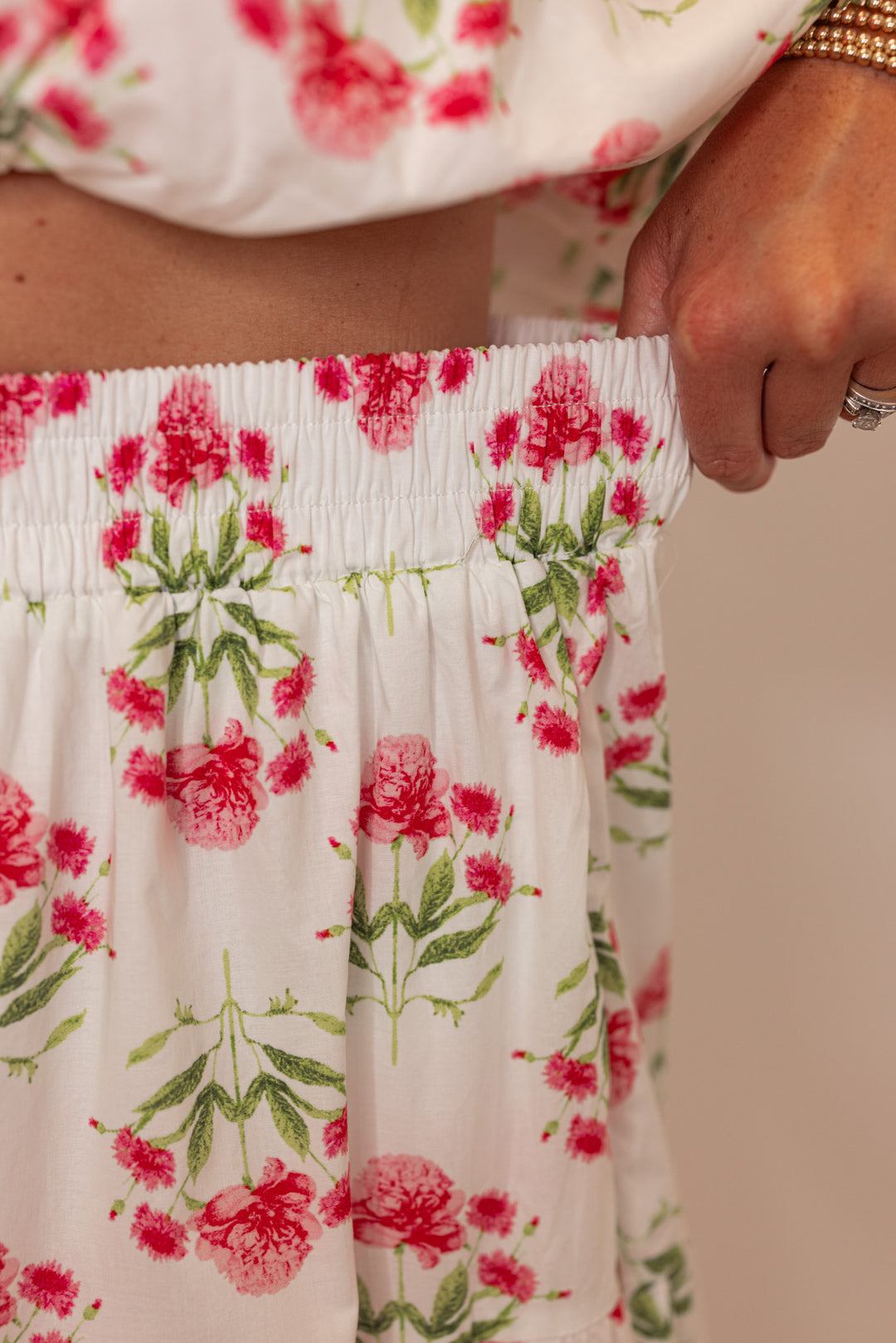 pink floral printed maxi skirt set