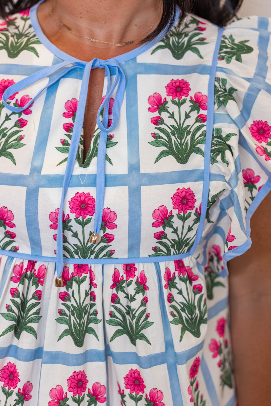 floral square printed babydoll plus size top