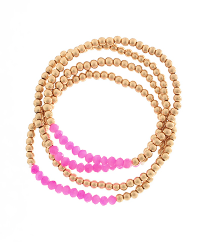 Pink dainty gold bracelets