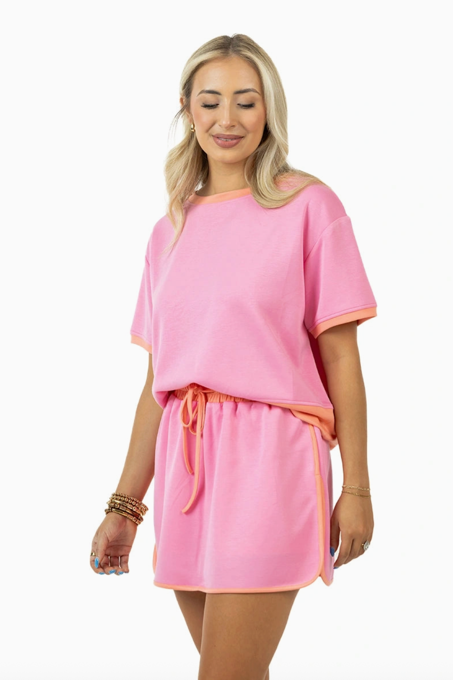pink and orange matching skort set women's 