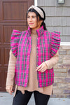 pink plaid puffer vest