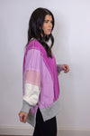 pink purple colorblock crew pullover