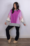 pink purple colorblock crew pullover