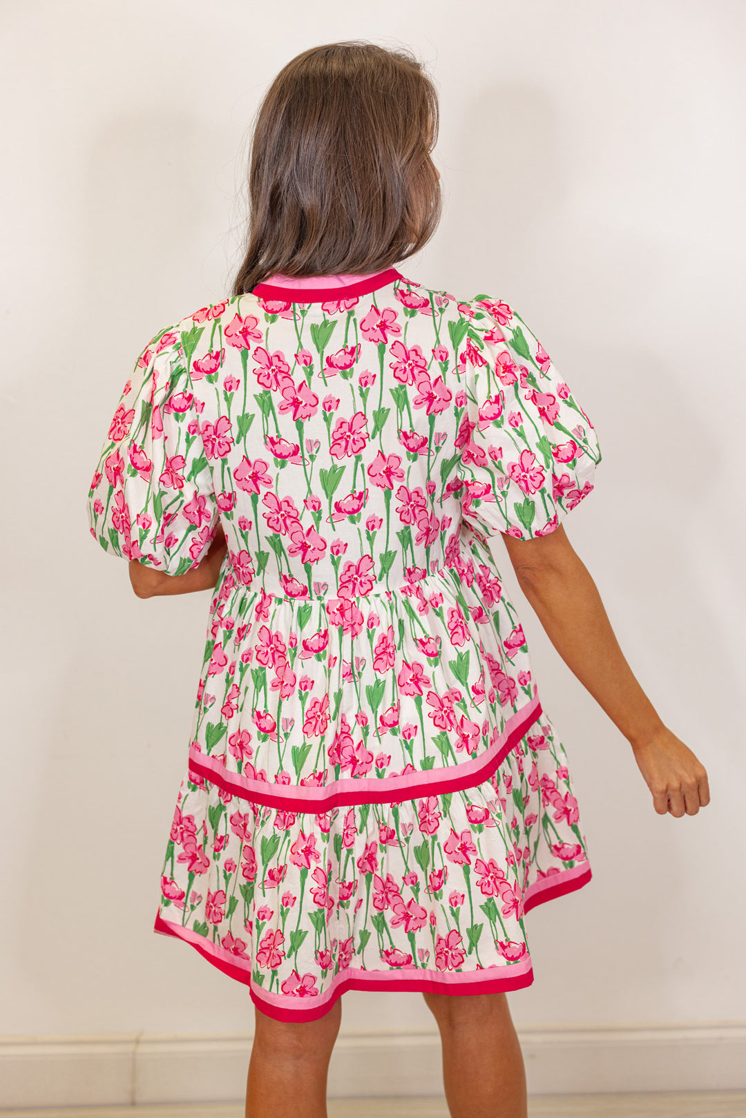 pink red floral babydoll dress