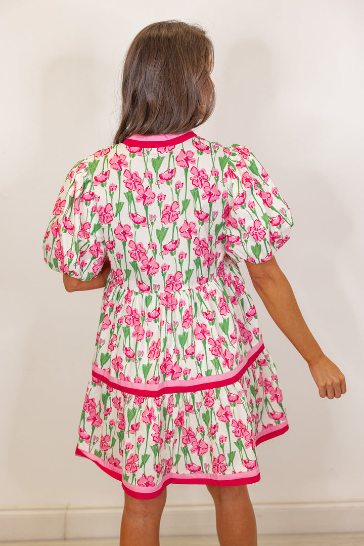 pink red floral babydoll dress