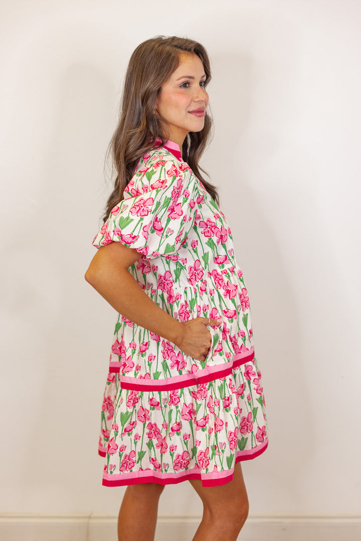 pink red floral babydoll dress