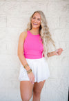 pink ribbed activewear tank