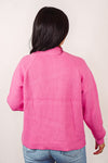 ribbed pink mock neck sweater