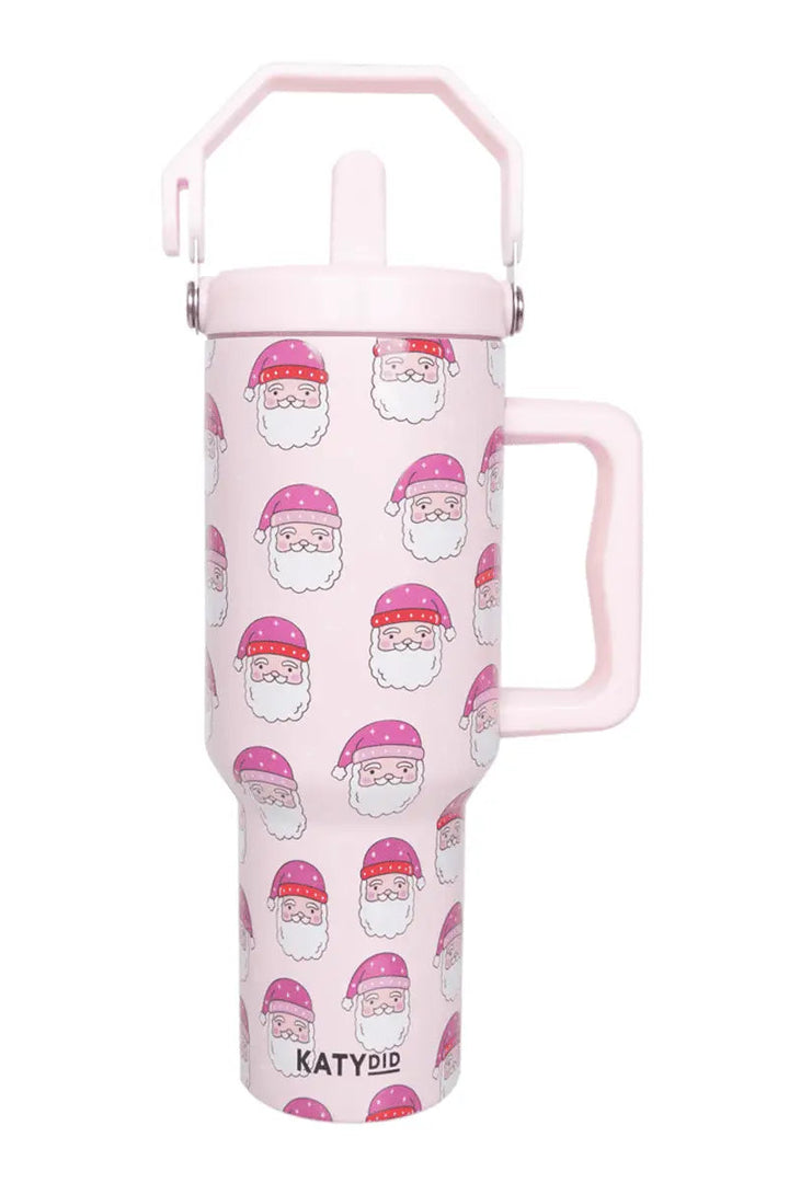 santa claus hats pink travel tumbler katydid