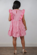 pink scalloped ruffle trim babydoll dress