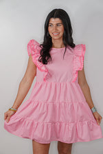 pink scalloped ruffle trim babydoll dress